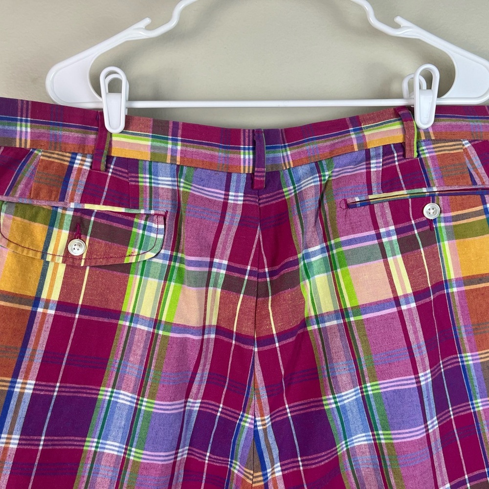 Polo Ralph Lauren Cotton/Linen Blend Indian Madras Flat Front Shorts Size 42 T - Picture 4 of 9